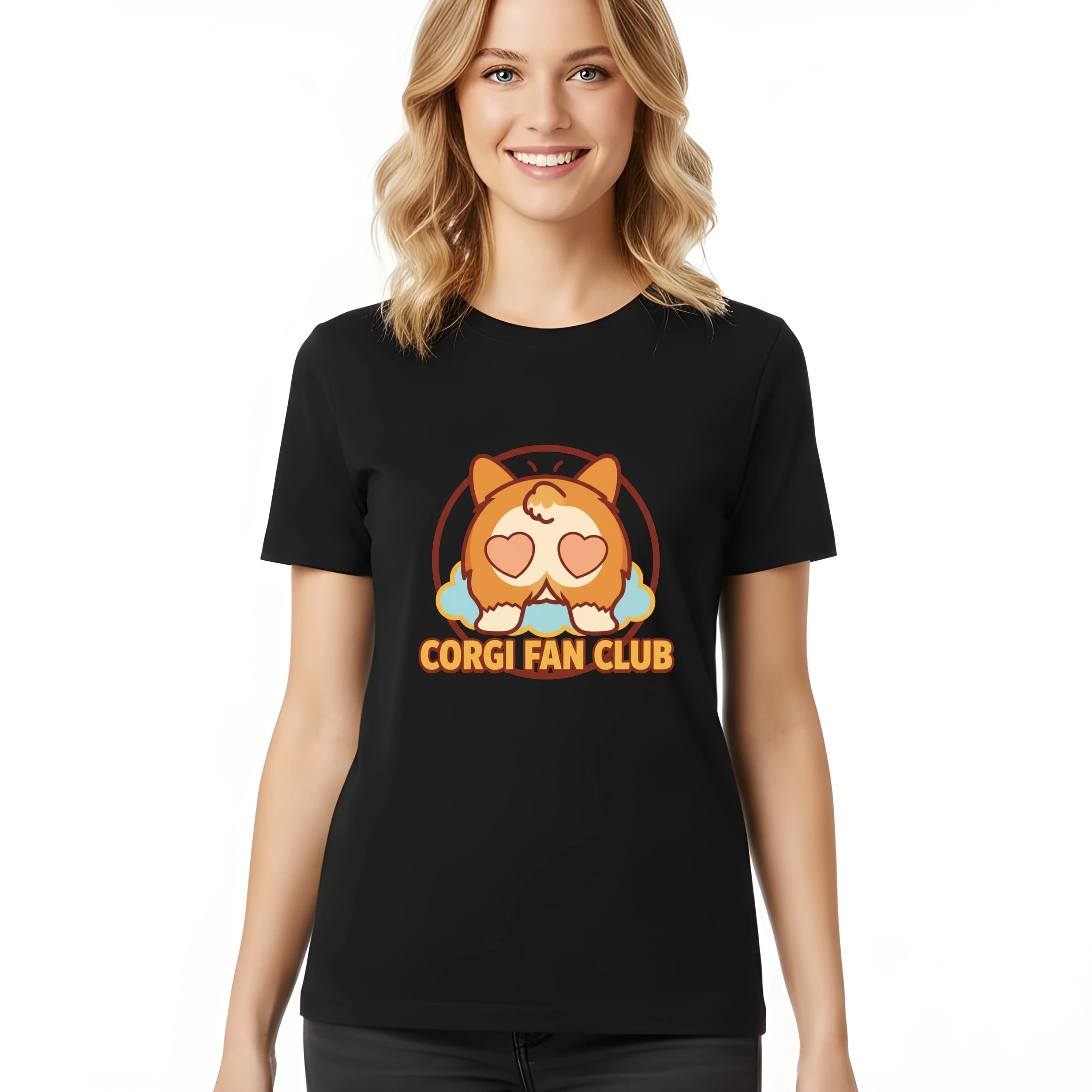 Dámske tričko Corgi Fan Club Roztomilý zadoček so srdiečkami