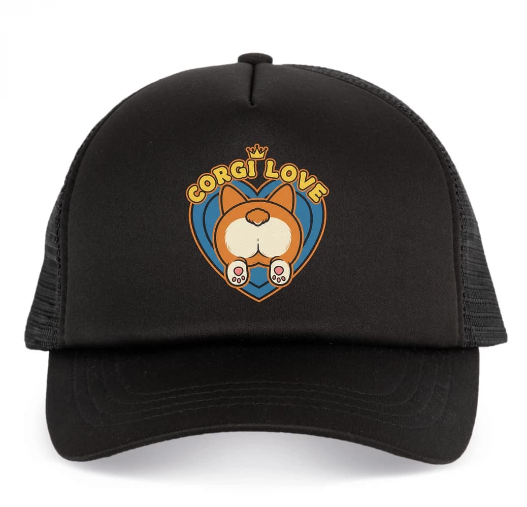 Detská šiltovka Corgi Love Korunovaný zadoček v retro srdci