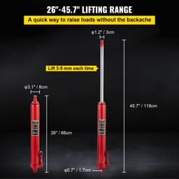 Hydraulický dlhý zdvihák, nosnosť 3 tony/6600 libier, s jednopiestovým čerpadlom a vidlicovou základňou, manuálny zdvihák s rukoväťou, pre garážové/dielenské žeriavy, zdvihák motora, červený - miniatúra 7