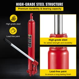 Hydraulický dlhý zdvihák, nosnosť 3 tony/6600 libier, s jednopiestovým čerpadlom a vidlicovou základňou, manuálny zdvihák s rukoväťou, pre garážové/dielenské žeriavy, zdvihák motora, červený - miniatúra 10