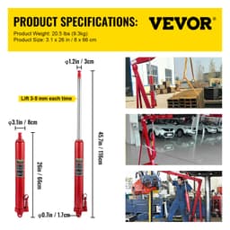 Hydraulický dlhý zdvihák, nosnosť 3 tony/6600 libier, s jednopiestovým čerpadlom a vidlicovou základňou, manuálny zdvihák s rukoväťou, pre garážové/dielenské žeriavy, zdvihák motora, červený - miniatúra 11