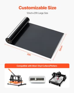 Teplonosná vinylová fólia HTV nažehľovacia na vinylovú rolku 304,8 x 7260 mm, lesklá čierna - miniatúra 10