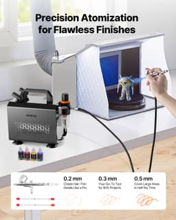 Sada airbrush pištole Sada airbrush pištole 1/6 HP vzduchový kompresor 1 airbrush pištol 3 trysky na farby - miniatúra 6