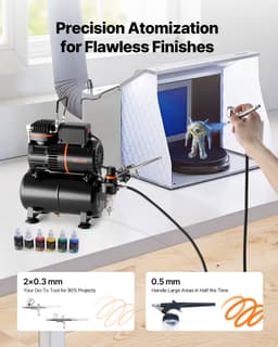 Sada airbrush pištole Sada airbrush pištole Vzduchový kompresor 1/6 HP 3 airbrush pištole 3 trysky Nádrž - miniatúra 6