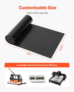 Teplonosná vinylová fólia HTV nažehľovacia na vinylovú rolku 304,8 x 21336 mm, lesklá čierna - miniatúra 10