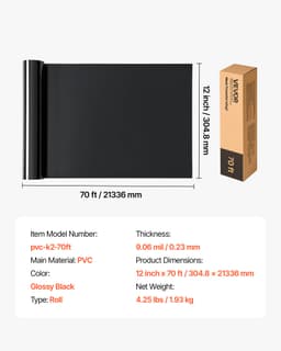 Teplonosná vinylová fólia HTV nažehľovacia na vinylovú rolku 304,8 x 21336 mm, lesklá čierna - miniatúra 11