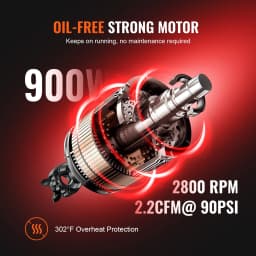 Vzduchový kompresor 18,2 l 900 W 2,2 CFM pri 90 PSI 70 dB Ultra tichý bez oleja - miniatúra 6