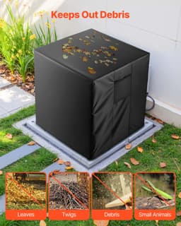 Kryt klimatizácie, 812 x 812 x 914 mm Kryt klimatizačnej jednotky, trojvrstvový, vodeodolná polyesterová tkanina, sieťované vetranie, univerzálny ochranný kryt pre vonkajšiu klimatizačnú jednotku, čierny - miniatúra 8