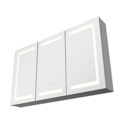 Osvetlená lekárnička so zrkadlom, 100 x 60 cm, nástenná, 3-farebná stmievateľná LED kúpeľňová lekárnička s tvrdeným skleneným zrkadlom, pamäťová funkcia/2 nastaviteľné police/zásuvky a USB - miniatúra 4
