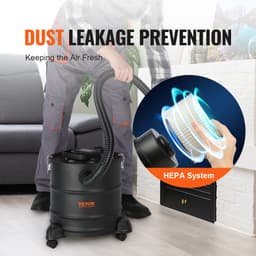 Vysávač popola, 20 l s výkonným saním 1200 W, zberač popola s flexibilnou hadicou 1,2 m a kolieskami, pre krby, peletové kachle, kachle na drevo, pec na polená, grily, pece na pizzu, ohniská - miniatúra 8