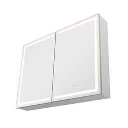 Osvetlená lekárnička so zrkadlom, 60 x 80 cm, nástenná, 3-farebná stmievateľná LED kúpeľňová lekárnička s HD zrkadlom, pamäťová funkcia/nastaviteľné police, úložný priestor/zásuvky a USB - miniatúra 4