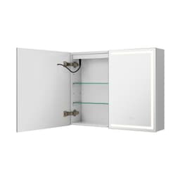 Osvetlená lekárnička so zrkadlom, 60 x 80 cm, nástenná, 3-farebná stmievateľná LED kúpeľňová lekárnička s HD zrkadlom, pamäťová funkcia/nastaviteľné police, úložný priestor/zásuvky a USB - miniatúra 12
