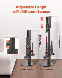 Stojan na vysávač, kompatibilný s Dyson V7 V8 V10 V11 V12 V15 SV10 SV12 SV14 SV18 SV21 zvislými vysávačmi a príslušenstvom, stabilný držiak na stojan s 3 sponami a nastaviteľnou výškou. - miniatúra 7