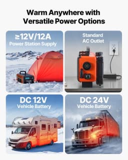 Dieselový ohrievač, 8 kW, DC 12 V/24 V, prenosný naftový ohrievač vzduchu typu „všetko v jednom“ s diaľkovým ovládaním a LCD obrazovkou, rýchle vykurovanie, nízka hlučnosť, 4,5 l palivová nádrž pre nákladné autá, dodávky, obytné autá, karavany a garáže. - miniatúra 9