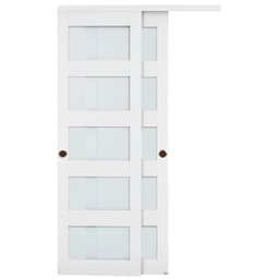 Posuvné dvere šatníka, 1219 mm (dvojité 635 mm) x 2032 mm, 5-litre posuvné dvere z matného skla s kovaním, masívne drevo a MDF doska s vodeodolným PVC povrchom pre šatníky a spálne - miniatúra 5