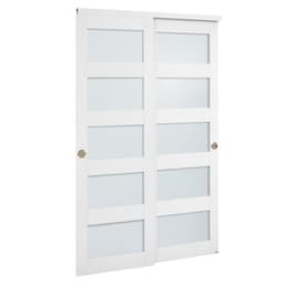 Posuvné dvere šatníka, 1219 mm (dvojité 635 mm) x 2032 mm, 5-litre posuvné dvere z matného skla s kovaním, masívne drevo a MDF doska s vodeodolným PVC povrchom pre šatníky a spálne - miniatúra 12