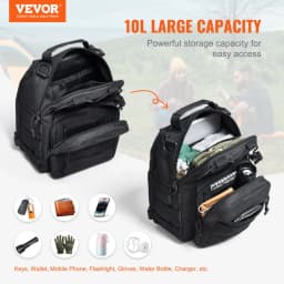 Taktická taška cez rameno, 10L vojenský batoh Rover s MOLLE dizajnom a viacerými vreckami, taktická taška cez rameno 600D ideálna na nosenie vecí, turistiku a každodenné nosenie, čierna - miniatúra 6