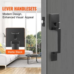 Kľučka na vchodové dvere, matná čierna štvorcová kľučka s pákovou kľučkou bez zámku, nastaviteľná rozostupová vzdialenosť, kľučka vstupných dverí s možnosťou zmeny smeru otáčania pre pravákov a ľavákov - miniatúra 10