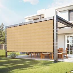 90% látková slnečná clona, 12 x 20 stôp (3,6 x 6 m) na pergolu s očkami z nehrdzavejúcej ocele, slnečná clona na ochranu súkromia s HDPE materiálom s hustotou 160 g/m², na vonkajšie použitie, terasu, záhradu a dvor (béžová) - miniatúra 2