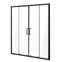 Polo-bezrámové sprchové dvere, 147,8-147 cm Š x 183 cm V, dvojité posuvné sklenené dvere s 6 mm čírym tvrdeným sklom, vodeodolné, nerozbitné a odolné voči škvrnám s nerezovým kovaním, matná čierna - miniatúra 3