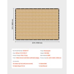 90% látková slnečná clona, 12 x 20 stôp (3,6 x 6 m) na pergolu s očkami z nehrdzavejúcej ocele, slnečná clona na ochranu súkromia s HDPE materiálom s hustotou 160 g/m², na vonkajšie použitie, terasu, záhradu a dvor (béžová) - miniatúra 11