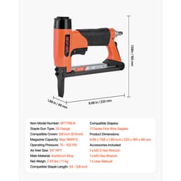 Pneumatická zošívačka, 22 Gauge s dlhým nosom na čalúnenie pre jemné drôtené sponky série 71, korunka 9,5 mm, dĺžka 6 mm – 16 mm, maximálne 180 ks plnenia, vzduchová zošívačka na čalúnenie, prácu s drevom, domáci kutil - miniatúra 11