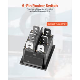 Kolískový prepínač, 6-pinový momentový DPDT kolískový prepínač, 3-polohový (ZAP)-VYP-(ZAP) prepínač polarity AC 250V/16A 125V/20A pre domáce spotrebiče pre autá, lode - miniatúra 8