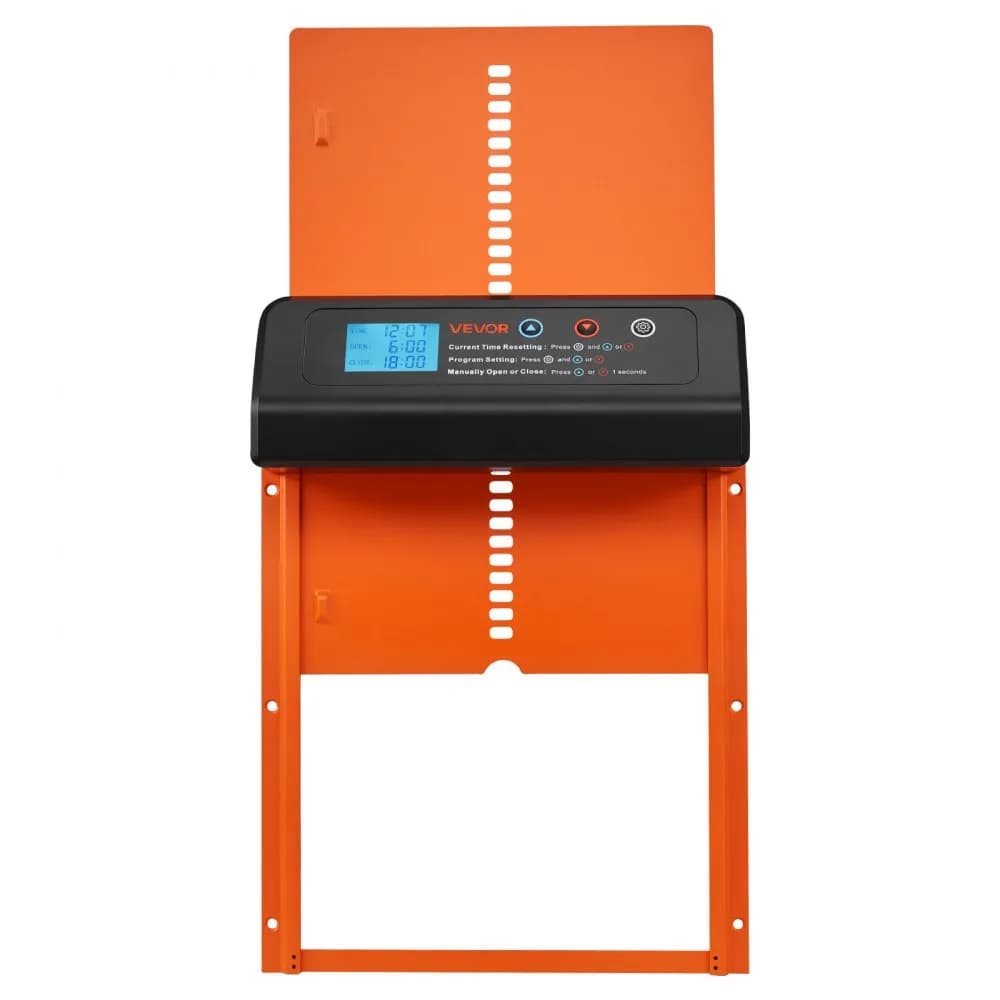 Automatické dvere kurníka, batériové dvere kurníka s časovačom a manuálnym nastavením, zabezpečenie proti privretiu, odolná hliníková zliatina, otvárač bránky pre kurčatá s vodotesným tesnením, oranžová