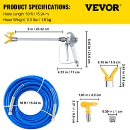 Sada bezvzduchovej hadice na striekanie farieb 15,24 m, otočný kĺb 6,4 mm, tlak 3600 psi s tryskou 517 - miniatúra 5
