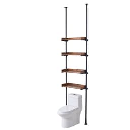 Úložný priestor nad toaletu, 4-úrovňový nastaviteľný organizér do kúpeľne nad toaletu, nízkouhlíková oceľ, výška 133-330 cm, jednoduchá montáž, úspora miesta na bielizeň, pre malé miestnosti, hodí sa do väčšiny toaliet - miniatúra 13