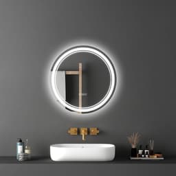 LED kúpeľňové zrkadlo, 60 cm okrúhle LED zrkadlo do kúpeľne s predným a podsvietením, zrkadlo s pamäťovou funkciou a úpravou proti zahmlievaniu s osvetlením, plynule stmievateľné zrkadlo do kúpeľne s 3 farbami, nástenné - miniatúra 20