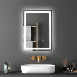 LED kúpeľňové zrkadlo, 50 x 70 cm LED kúpeľňové zrkadlo s predným a podsvietením, pamäťové zrkadlo s úpravou proti zahmlievaniu a svetlami, plynule stmievateľné zrkadlo do kúpeľne s 3 farbami, nástenné - miniatúra 1