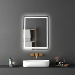 LED kúpeľňové zrkadlo, 60 x 80 cm LED kúpeľňové zrkadlo s predným a podsvietením, zrkadlo s pamäťovou funkciou proti zahmlievaniu s osvetlením, plynule stmievateľné zrkadlo do kúpeľne s 3 farbami, nástenné - miniatúra 1