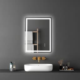 LED kúpeľňové zrkadlo, 60 x 80 cm LED kúpeľňové zrkadlo s predným a podsvietením, zrkadlo s pamäťovou funkciou proti zahmlievaniu s osvetlením, plynule stmievateľné zrkadlo do kúpeľne s 3 farbami, nástenné - miniatúra 15