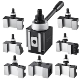 Sada rýchlovýmenných držiakov nástrojov, 8 ks, obsahuje držiaky sústružníckych nástrojov, klinový držiak nástrojov s príslušenstvom pre držiaky sústružníckych nástrojov, vhodné pre mini sústruh a kovový sústruh s výkyvom 152-305 mm (6"-12"), odolný oceľový materiál - miniatúra 3