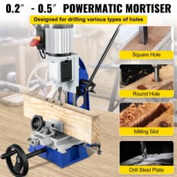 Dlabačka na drevo, 373 W (1/2 HP) 1400 ot./min. Powermatic, s pohyblivým pracovným stolom, stolová dlabačka, na vytváranie okrúhlych, štvorcových alebo špeciálnych štvorcových otvorov v dreve - miniatúra 6