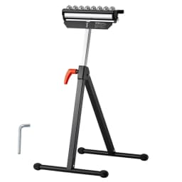 Valčekový stojan, nosnosť 136 kg (300 lb), nastaviteľná výška 68 – 108 cm (26,8 – 42,5 palca), skladací, odolný s leštenou viacsmerovou valčekovou hlavou 29,2 cm (11,5 palca), pre predĺženie výstupného otvoru stolovej píly na obrábanie dreva - miniatúra 12