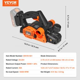 Akumulátorový elektrický ručný hoblík, šírka 3-1/4", ručný hoblík na drevo 16500 ot./min. s nastaviteľnou hĺbkou hobľovania 5/64", čepeľami z HSS, obojstranným výstupom prachu, na opracovanie dreva, hobľovanie dreva, vyhladzovanie povrchov - miniatúra 11