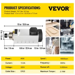 4KW 2220V vzduchom chladený vretenový motor ER25 CNC vzduchom chladený vretenový motor pre CNC gravírovaciu frézku - miniatúra 11