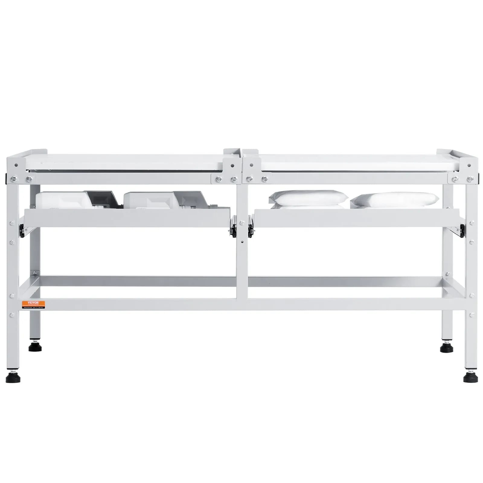Stojan na práčku, podstavec na práčku s rozmermi 122 x 61 cm, nosnosť 240 kg, podstavec na práčku a sušičku s dvojitými podnosmi, 4 nastaviteľné nožičky na zdvíhanie práčok, uhlíková oceľ