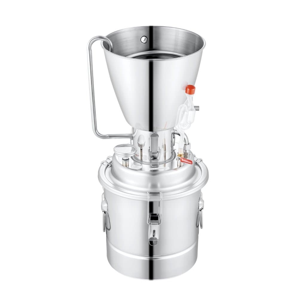 Súprava na destiláciu vody s objemom 3 galóny 10 l, domáci destilačný prístroj obsahuje rúrku z nehrdzavejúcej ocele 304, obehové čerpadlo, vstavaný teplomer a výfukový otvor pre domácich majstrov.