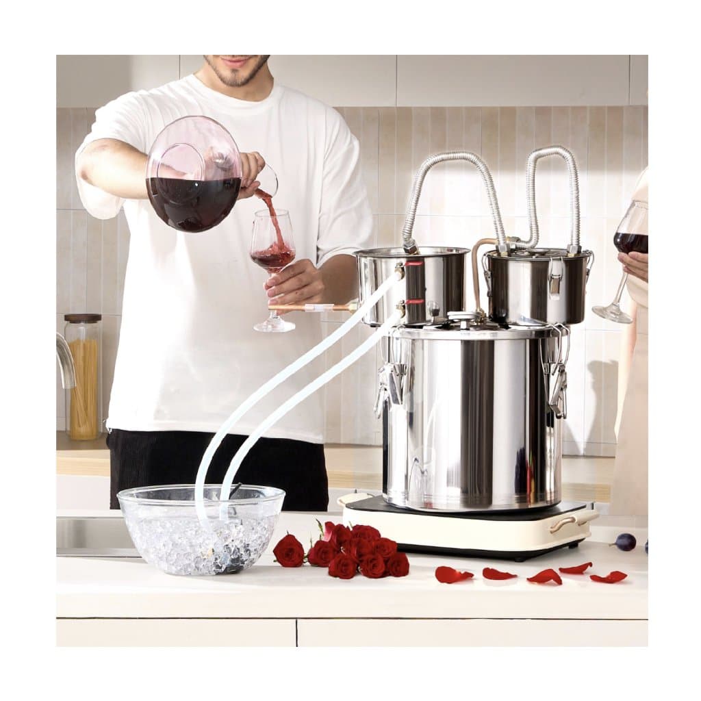 Destilátor na alkohol Moonshine s neperlivou vodou s objemom 5 galónov s bubnom Thumper a 8W vodným čerpadlom