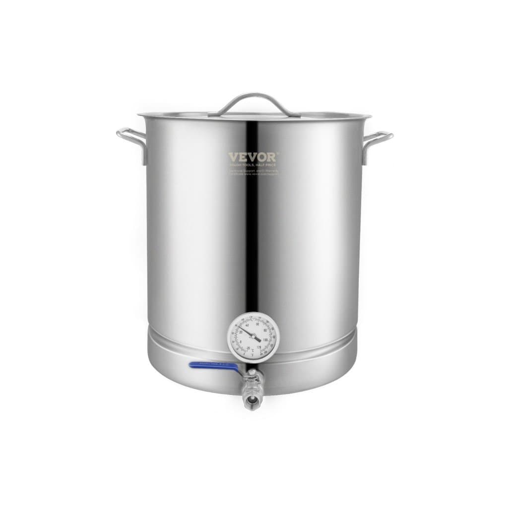 Nerezová kanvica, 16-galónová kanvica, trojvrstvové dno na pivo, kanvica, príslušenstvo pre domáce varenie piva vrátane veka, rukoväte, teplomeru, guľového ventilu, filtra, filtračnej misky