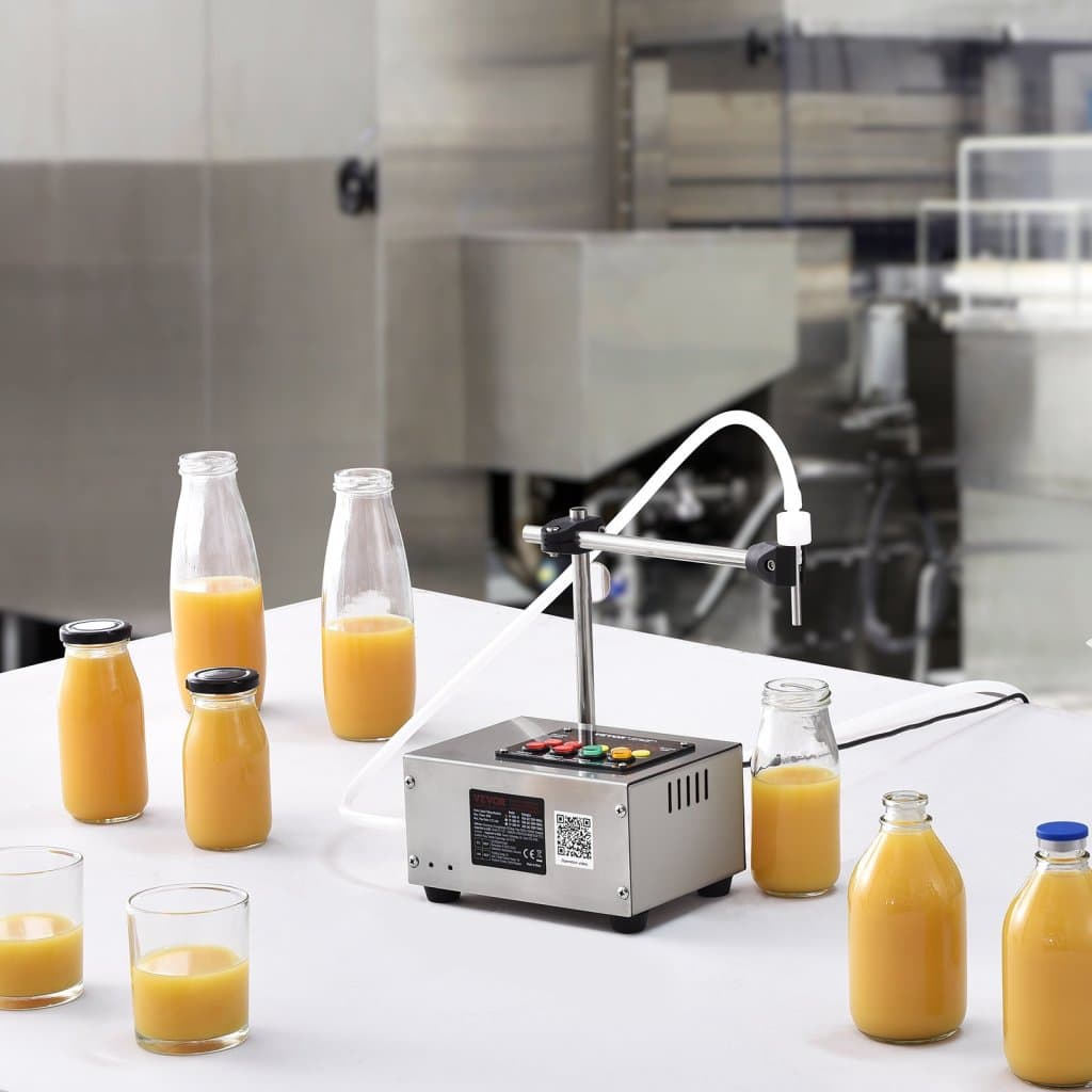 Plniaci stroj na tekutiny, plniaci objem 10 – 4 000 ml, automatický plniaci stroj na fľaše, digitálne ovládanie pre mlieko, vodu, víno, nápoje, sójovú omáčku, ocot, alkohol (jedna tryska)