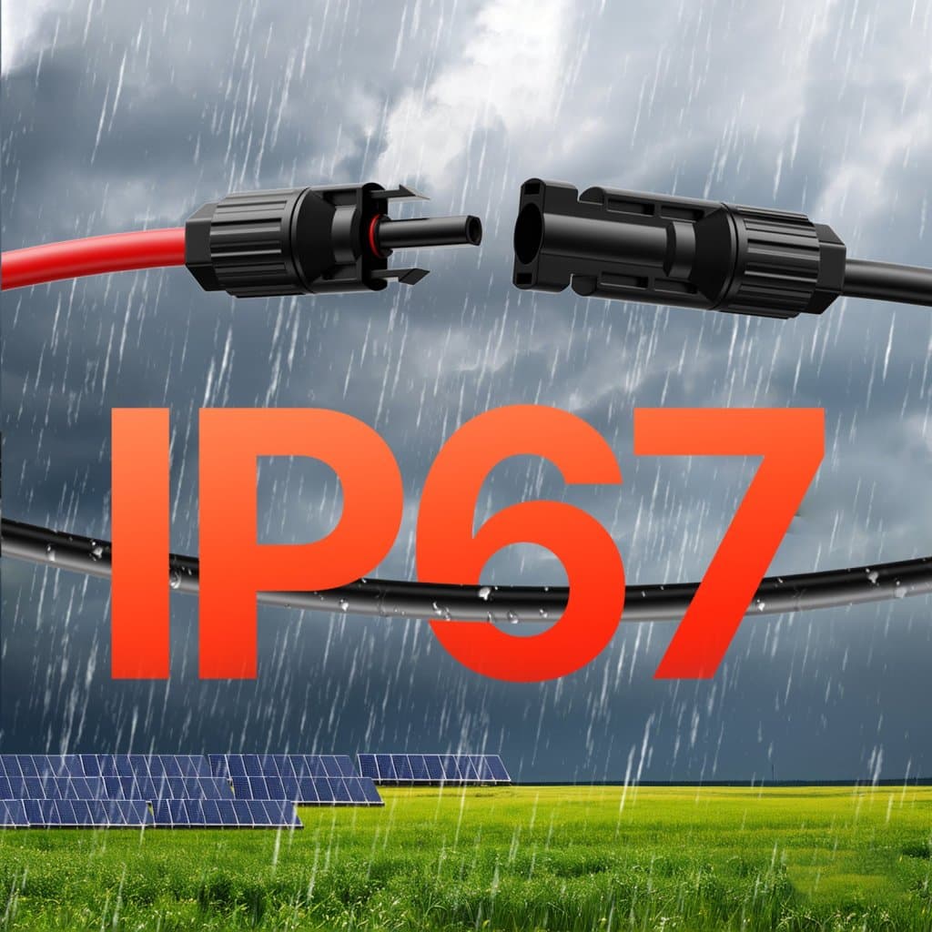 Predlžovací kábel pre solárne panely 30,48 m/100 stôp, samica-samec, sada 2 kusov, 6 mm²/10 AWG