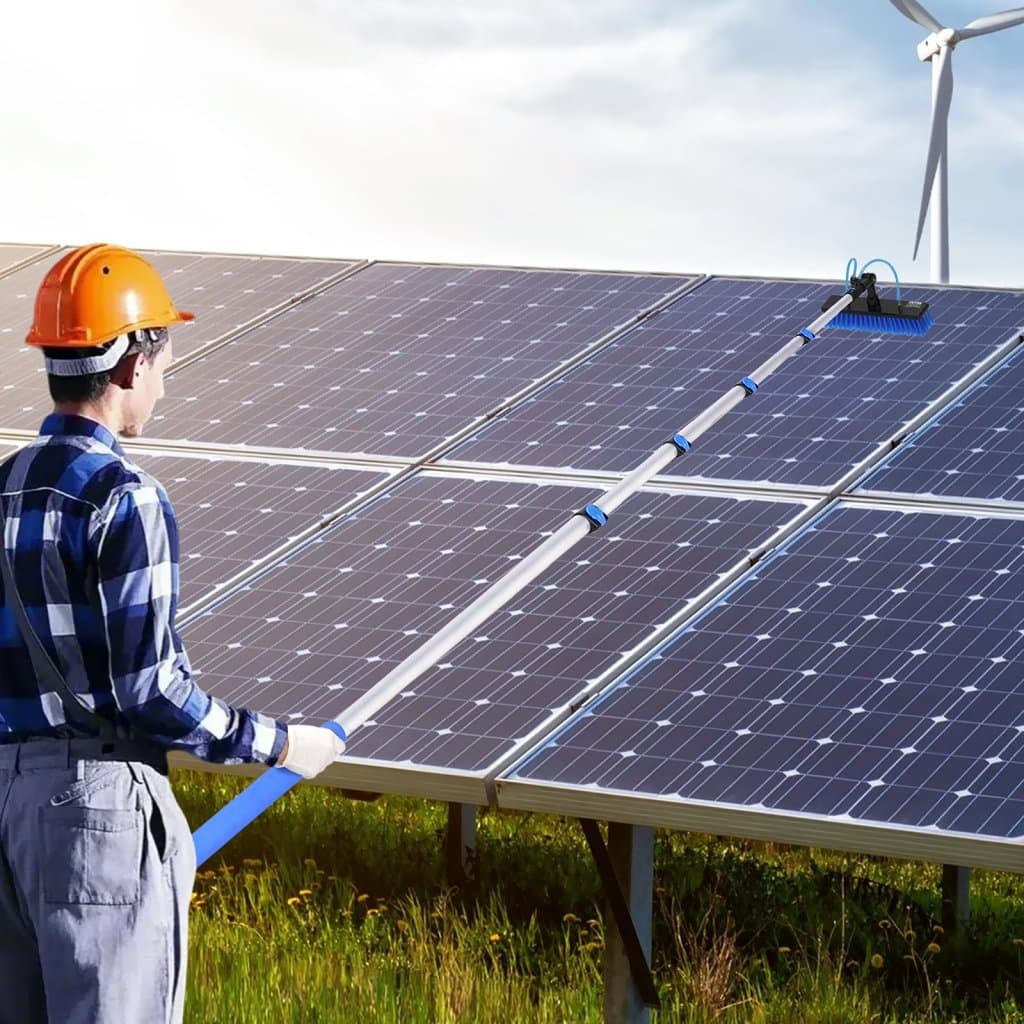 Súprava na čistenie solárnych panelov vodou, 9 m, s predĺžiteľnou rukoväťou