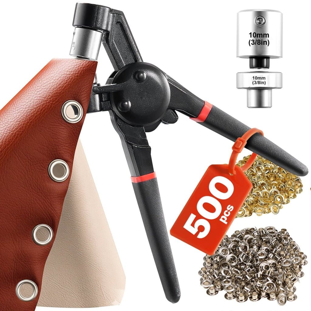 Sada nástrojov na očká 500 ks 10 mm kovových očiek v zlatej a striebornej farbe