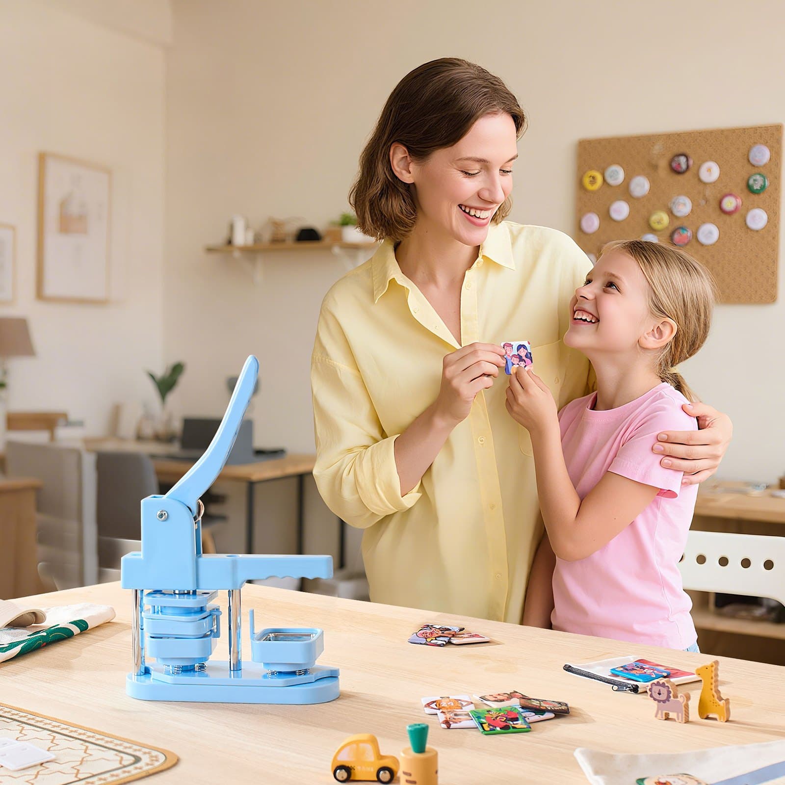 Stroj na výrobu gombíkov, výrobca špendlíkov 50 x 50 mm, štvorcový, 100 ks dielov na gombíky