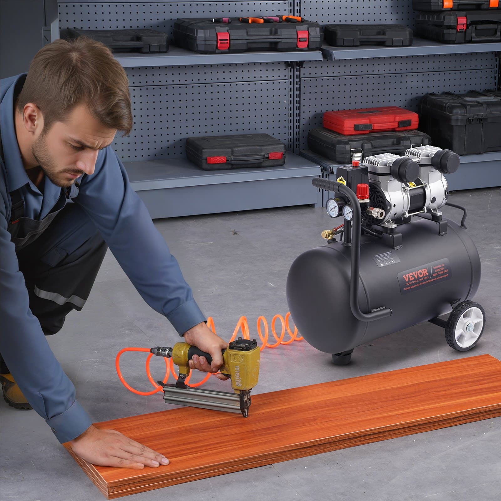 Kompaktný prenosný bezolejový vzduchový kompresor, 8 galónov, 90 PSI