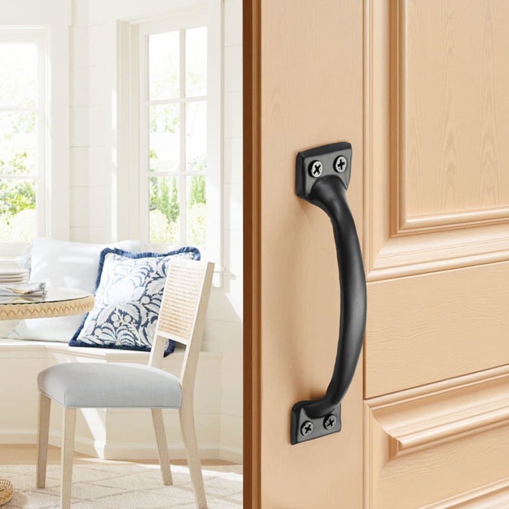 Kľučka na dvere stodoly, 4 ks 152 mm rustikálna kľučka na plotovú bránu, povlak odolný voči hrdzi, odolné kľučky na vonkajšie brány z uhlíkovej ocele, jednoduchá inštalácia, kovové úchytky na posuvné dvere pre garážový prístrešok/skriňu